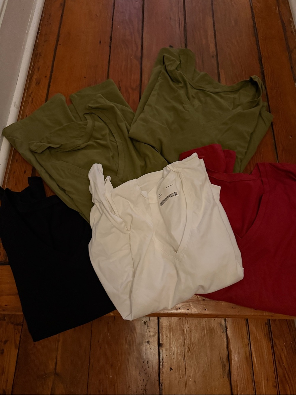 NWT Nursing Maternity V-Neck Tee Bundle - 2 Olive, White, Red, Black